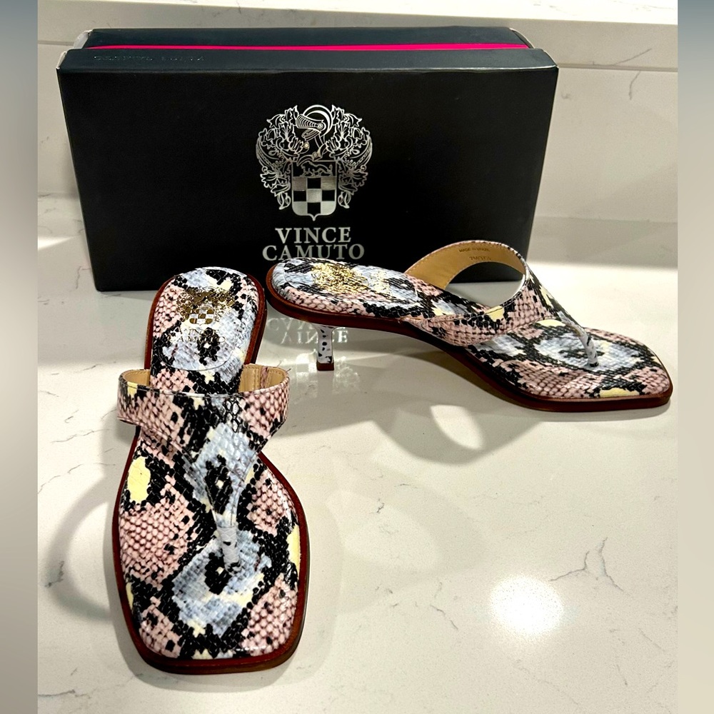 Vince Camuto, Pastel Multi Kitten Heeled Sandal, 7